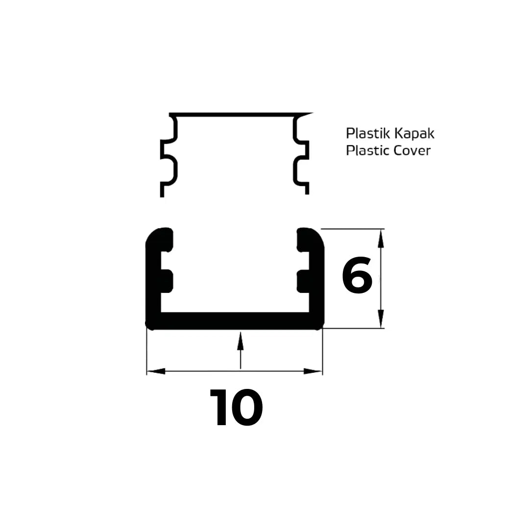 10X6 LED Profili - 6123.5 Yiğit Alüminyum