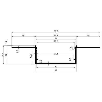 3.2CM Trimless LED Profili - T60 Yiğit Alüminyum