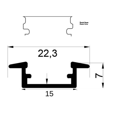 7X15 Kanatlı LED Profili - 6122 Yiğit Alüminyum